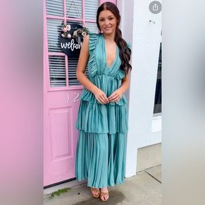 Tiered Maxi dress with plunging neck line